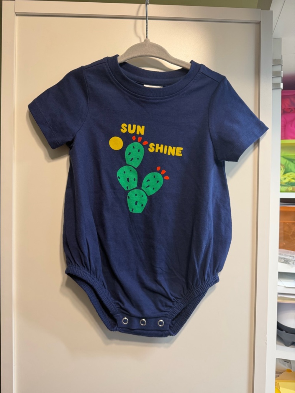 Hanna Andersson Navy One-Piece with Green Cactus and Yellow Sun